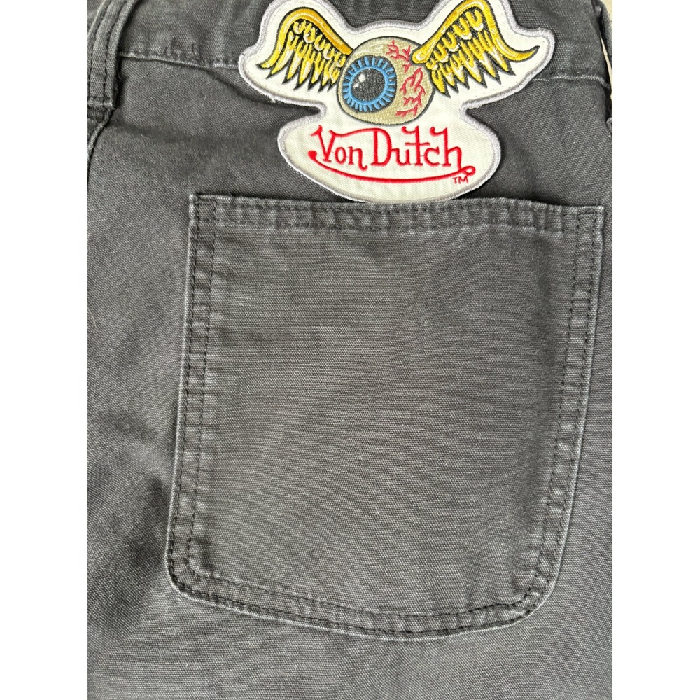Von Dutch Originals Mens Carpenter Pants Black Double Knee Flying Eyeball 32x30